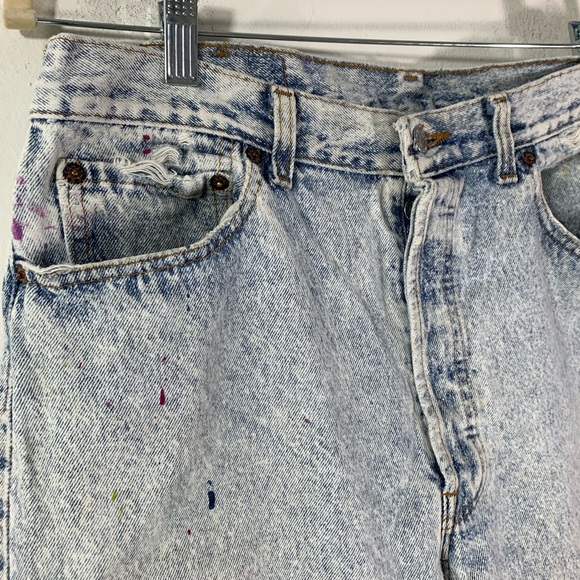 Levi's 505 Jeans Vtg 80s Straight Leg Acid Wash - Picture 4 of 8